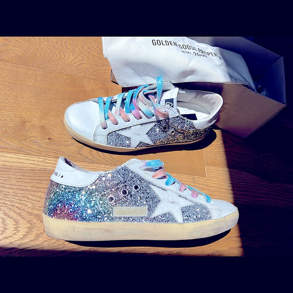 Golden Goose Rainbow Glitter Sneaker. NEW with Box and Shoe Bag.
